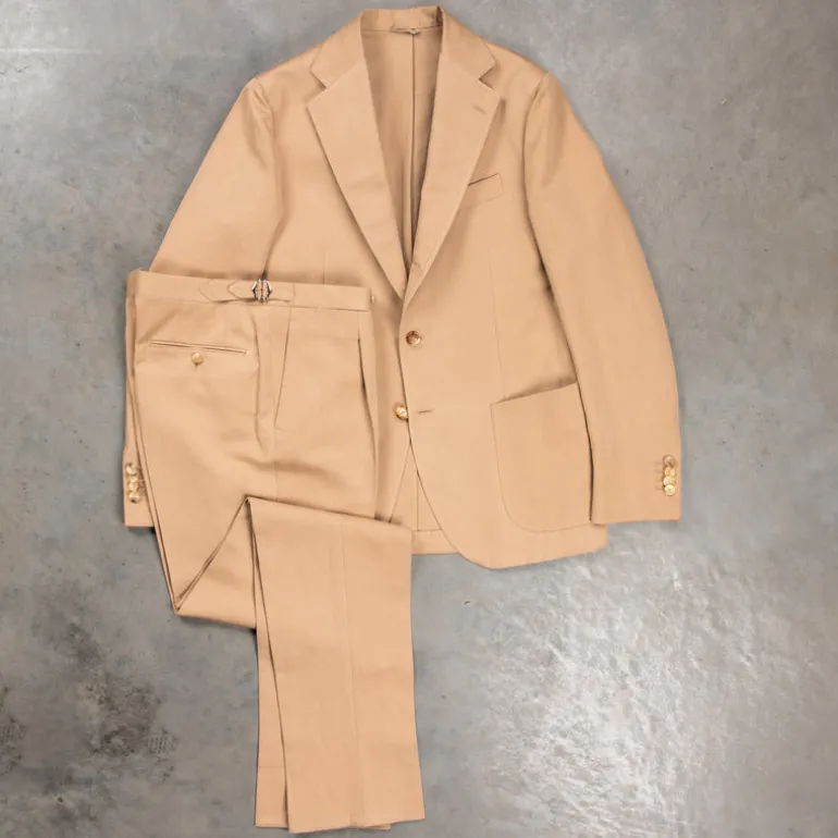 De Petrillo Posillipo Cotton and Linen Suit camel