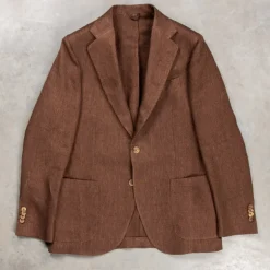 De Petrillo Posillipo Linen Jacket Herringbone Brown
