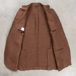 De Petrillo Posillipo Linen Jacket Herringbone Brown