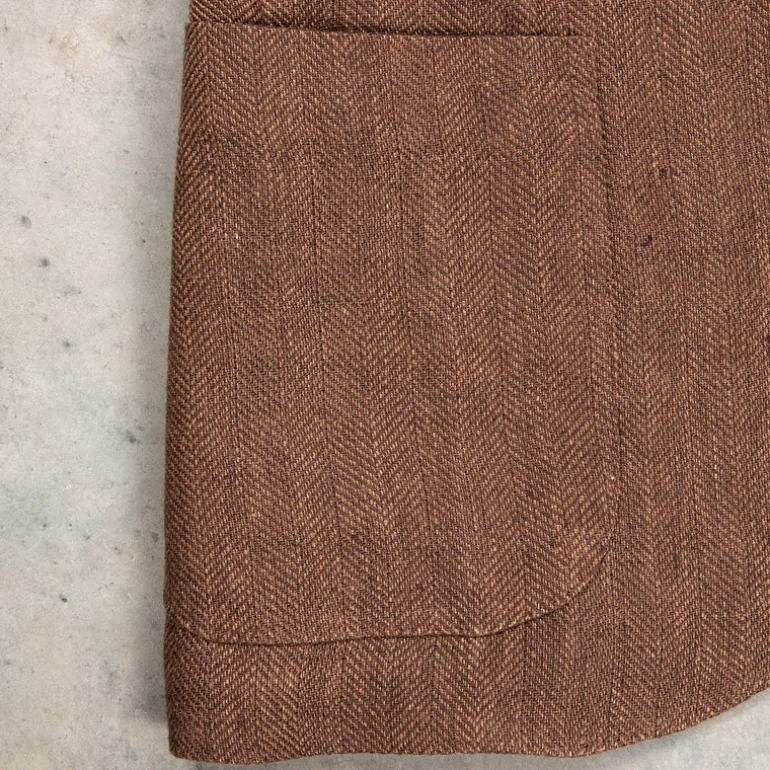 De Petrillo Posillipo Linen Jacket Herringbone Brown
