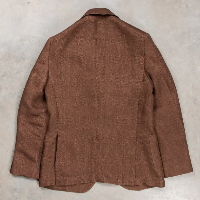 De Petrillo Posillipo Linen Jacket Herringbone Brown