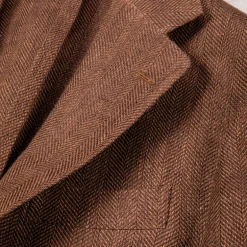 De Petrillo Posillipo Linen Jacket Herringbone Brown