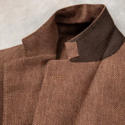 De Petrillo Posillipo Linen Jacket Herringbone Brown