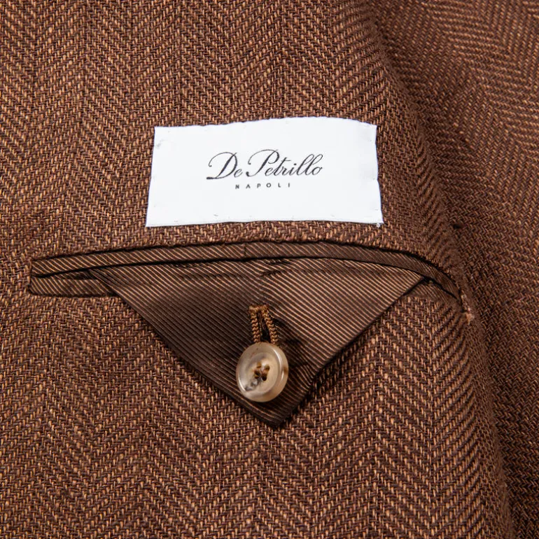 De Petrillo Posillipo Linen Jacket Herringbone Brown