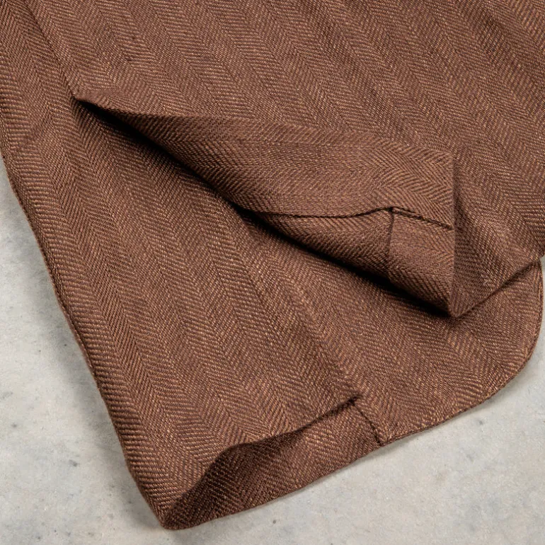De Petrillo Posillipo Linen Jacket Herringbone Brown