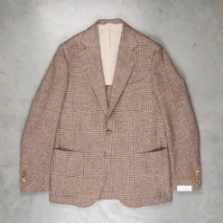 De Petrillo Posillipo Shetland Tweed Jacket Prince Of Wales Beige