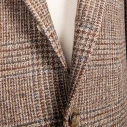 De Petrillo Posillipo Shetland Tweed Jacket Prince Of Wales Beige
