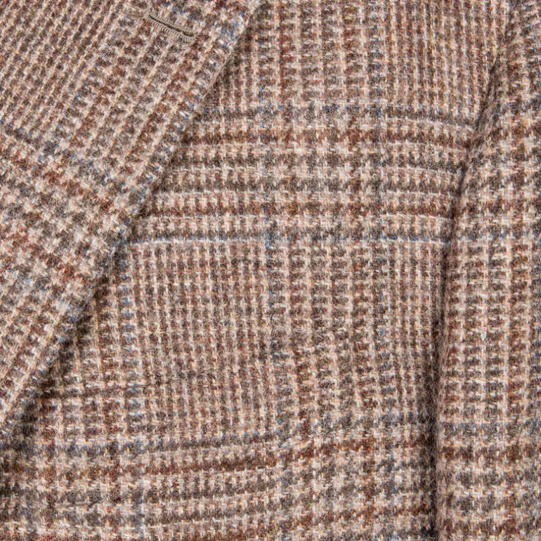 De Petrillo Posillipo Shetland Tweed Jacket Prince Of Wales Beige