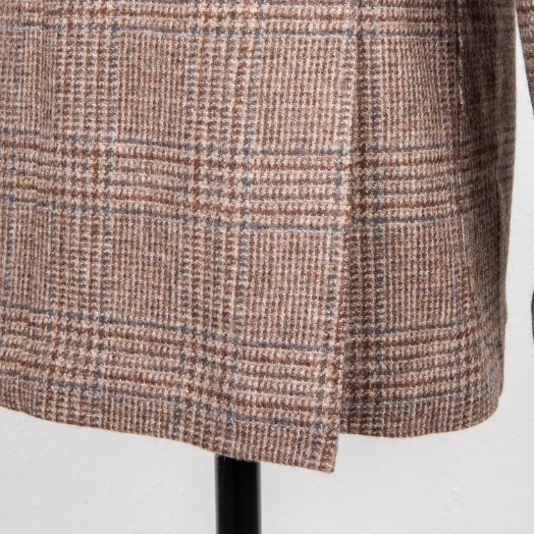 De Petrillo Posillipo Shetland Tweed Jacket Prince Of Wales Beige