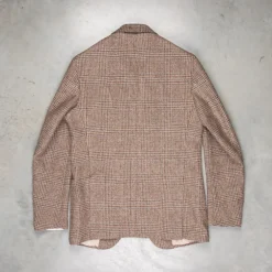 De Petrillo Posillipo Shetland Tweed Jacket Prince Of Wales Beige