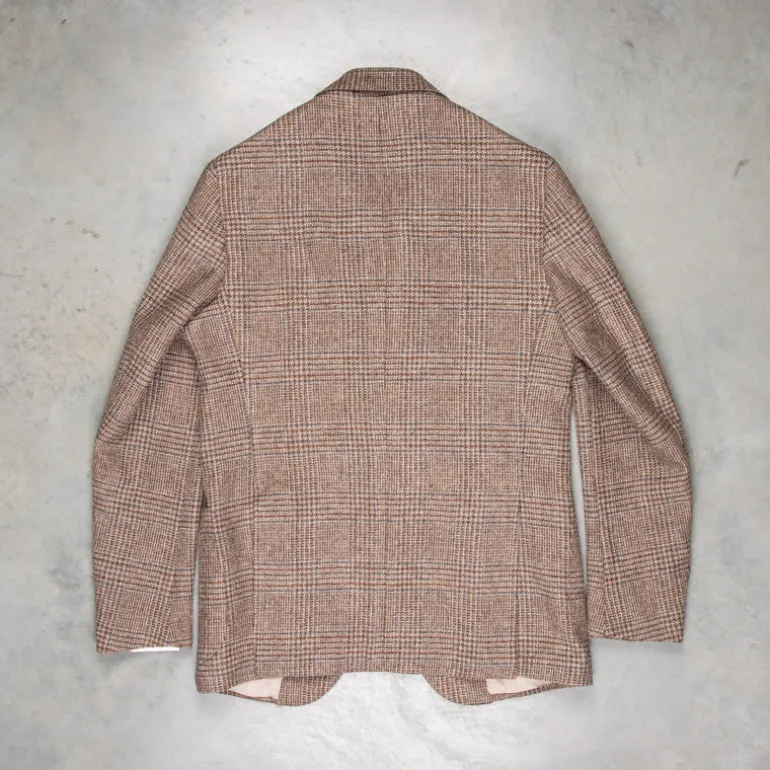 De Petrillo Posillipo Shetland Tweed Jacket Prince Of Wales Beige