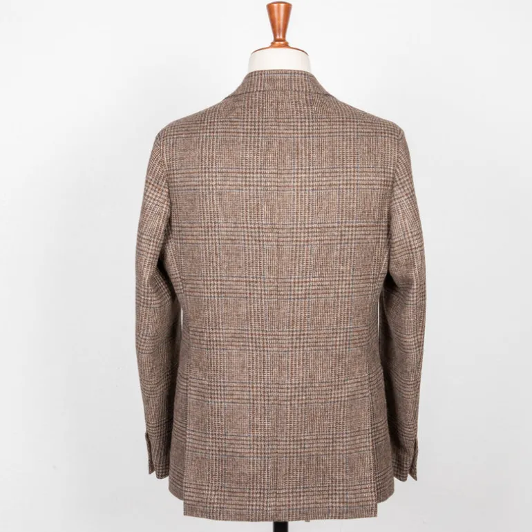 De Petrillo Posillipo Shetland Tweed Jacket Prince Of Wales Beige