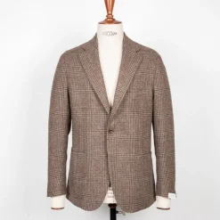 De Petrillo Posillipo Shetland Tweed Jacket Prince Of Wales Beige