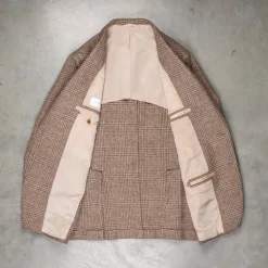 De Petrillo Posillipo Shetland Tweed Jacket Prince Of Wales Beige
