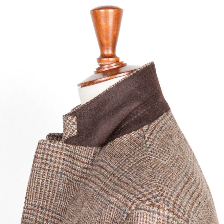 De Petrillo Posillipo Shetland Tweed Jacket Prince Of Wales Beige