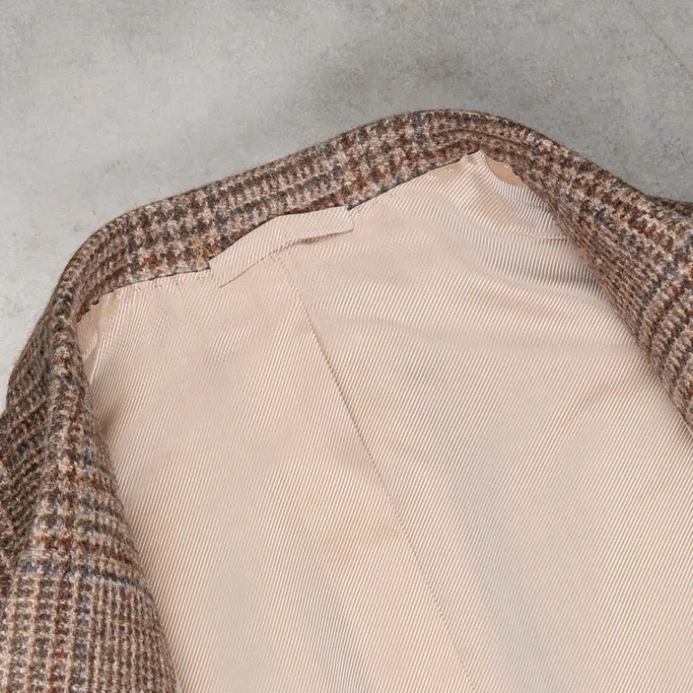 De Petrillo Posillipo Shetland Tweed Jacket Prince Of Wales Beige
