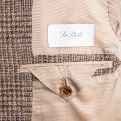De Petrillo Posillipo Shetland Tweed Jacket Prince Of Wales Beige