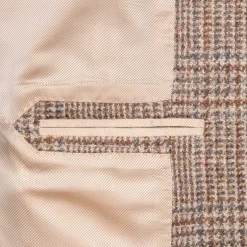 De Petrillo Posillipo Shetland Tweed Jacket Prince Of Wales Beige