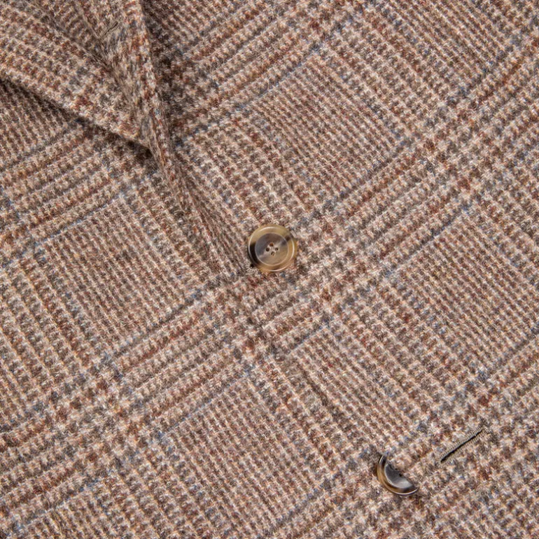 De Petrillo Posillipo Shetland Tweed Jacket Prince Of Wales Beige