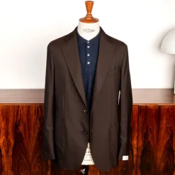 De Petrillo Posillipo Tasca in Tasca Jacket Virgin Wool Dark Brown