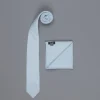 Drake's Cashmere Tie untipped & Pocket Square Match sky blue melange