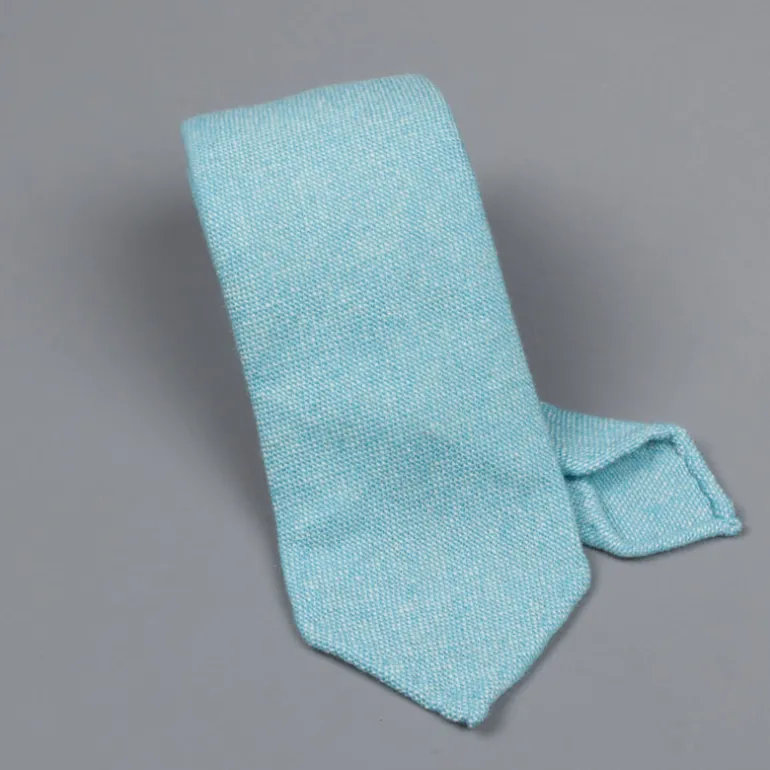 Drake's Cashmere Tie untipped turquoise melange