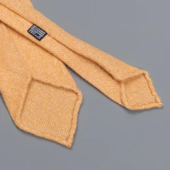 Drake's Cashmere Tie untipped & Pocket Square Match light orange melange