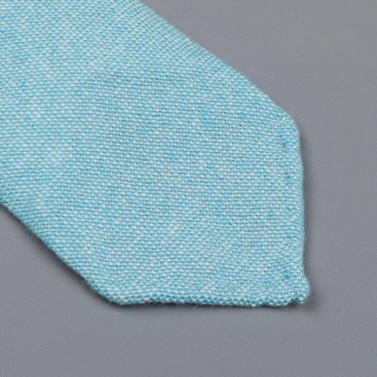 Drake's Cashmere Tie untipped turquoise melange