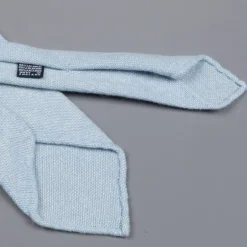 Drake's Cashmere Tie untipped & Pocket Square Match sky blue melange