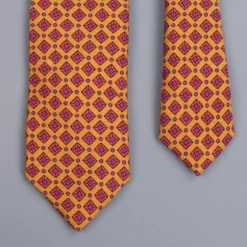 Drakes printed wool tie dark gold