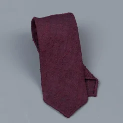 Drakes untipped basketweave tie in shantung silk burgundy