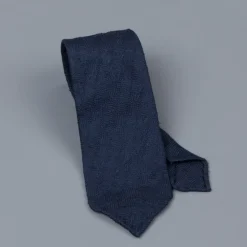 Drakes untipped basketweave tie in shantung silk Navy
