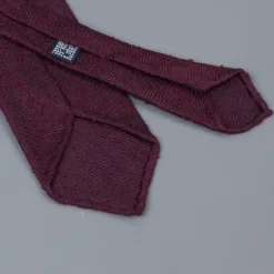 Drakes untipped basketweave tie in shantung silk burgundy