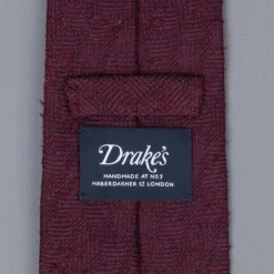 Drakes untipped basketweave tie in shantung silk burgundy