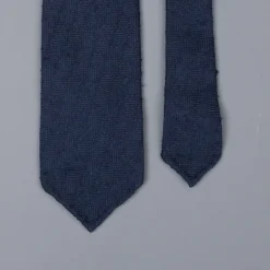 Drakes untipped basketweave tie in shantung silk Navy