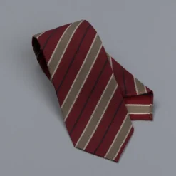 Drake's untipped club tie olive stripe bordeaux