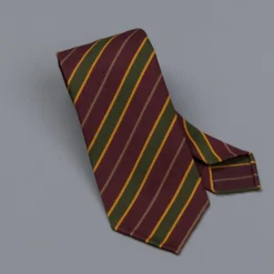 Drake's untipped club tie forest green stripe burgundy