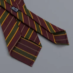 Drake's untipped club tie forest green stripe burgundy