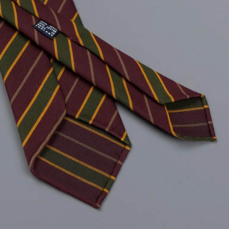 Drake's untipped club tie forest green stripe burgundy