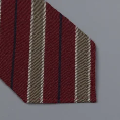 Drake's untipped club tie olive stripe bordeaux