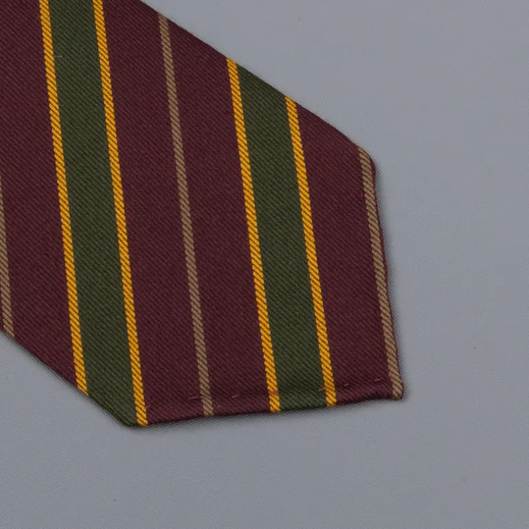Drake's untipped club tie forest green stripe burgundy