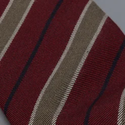 Drake's untipped club tie olive stripe bordeaux