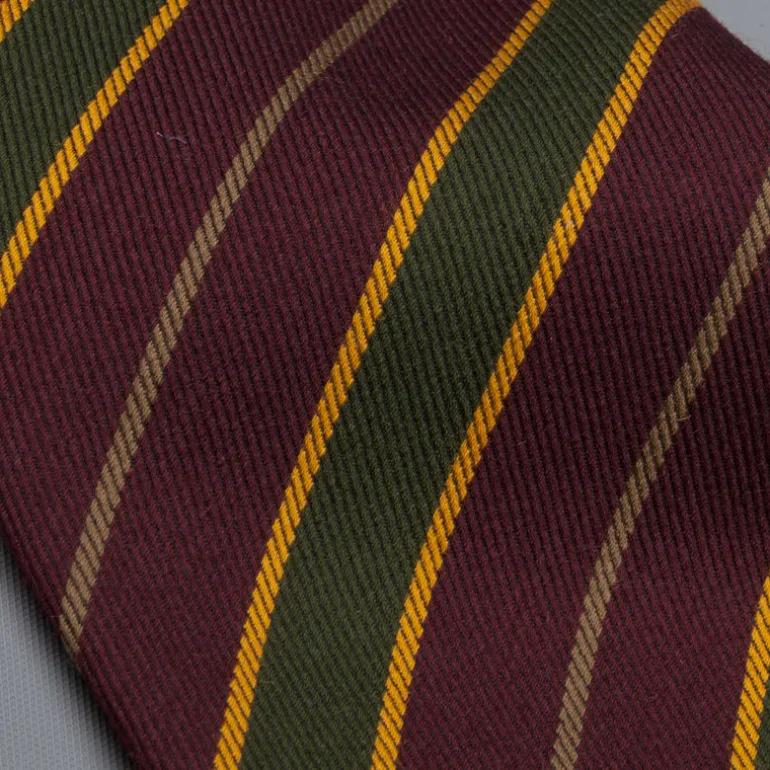 Drake's untipped club tie forest green stripe burgundy