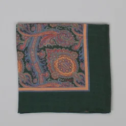 Drake's Woven printed Square Dark Green