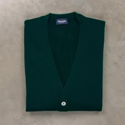Drumohr Cashmere Cardigan con Bottoni Verde Bottiglia