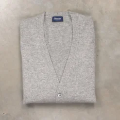 Drumohr Cashmere Cardigan con Bottoni Grigio Chiaro