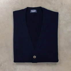 Drumohr Cashmere Cardigan con Bottoni Blu Notte