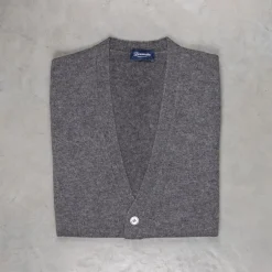Drumohr Cashmere Gillet con Bottoni Grigio Scuro