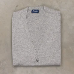 Drumohr Cashmere Gillet con Bottoni Grigio Chiaro