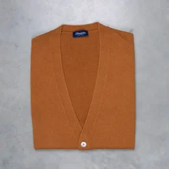 Drumohr Cashmere Gillet con Bottoni Caramello Scuro